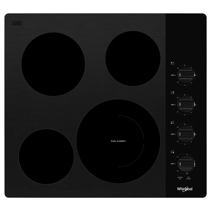 Whirlpool Table de cuisson encastrée électrique de 24 po avec élément FlexHeat™ WCE55US4HB