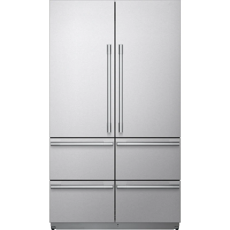Signature Kitchen Suite Réfrigérateur intégré six portes avec porte à deux battants pré-assemblé de 48 pouces, 26 pi. cu. SKSFD4826SP