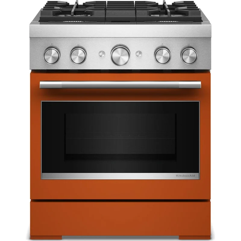 KitchenAid Cuisinière autoportante bi énergie de style commercial de 30 pouces, 4,1 pi. cu.