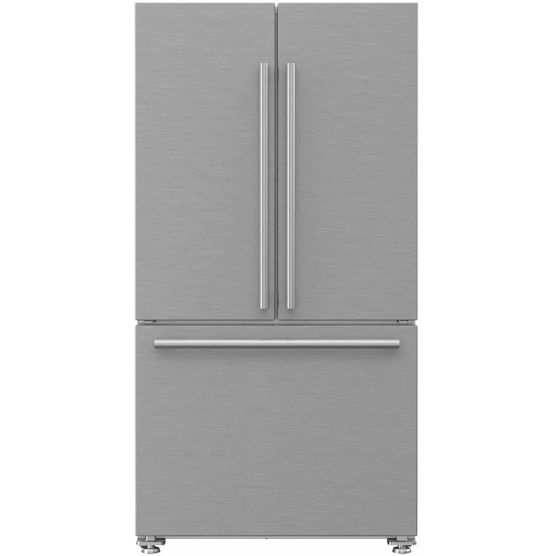 Germain Larivière Réfrigérateur trois portes avec porte à deux battants de 36 po, 18.7 pi cu avec distributeur d'eau et de glaçons BLOMBERG BRFD2230SS- Vente finale - Boite ouverte -Vendu tel quel