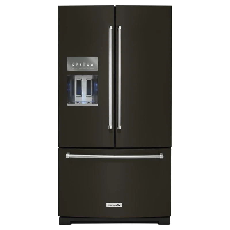 Germain Larivière Réfrigérateur trois portes avec porte à deux battants amovible de 36 po, 26,8 pi cu avec distributeur externe de glaçons et d'eau KITCHENAID KRFF507HBS- Vente finale - Modèle de plancher - Vendu tel quel