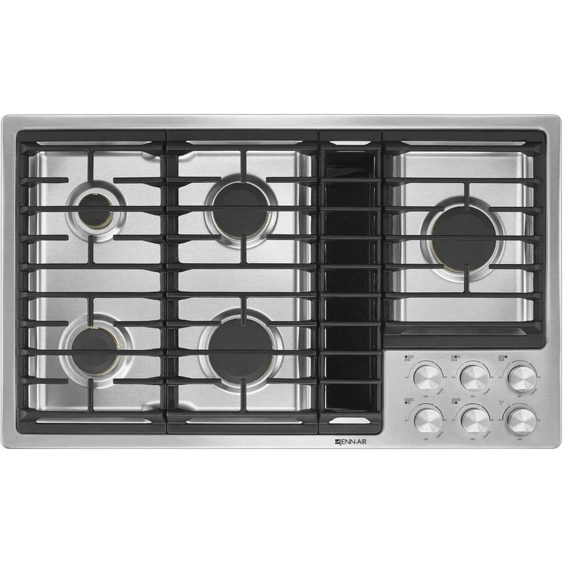 JennAir Table de cuisson encastrée à gaz 36 po avec système de ventilation à évacuation descendante JGD3536GS
