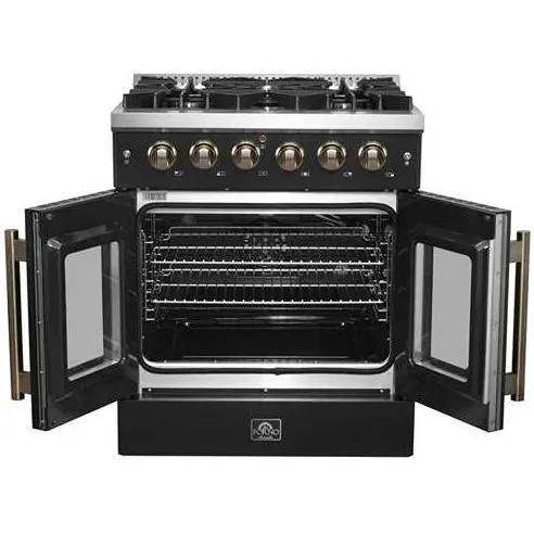 Forno Cuisinière autoportante au gaz de 30 pouces avec porte française FFSGS6444-30BLK