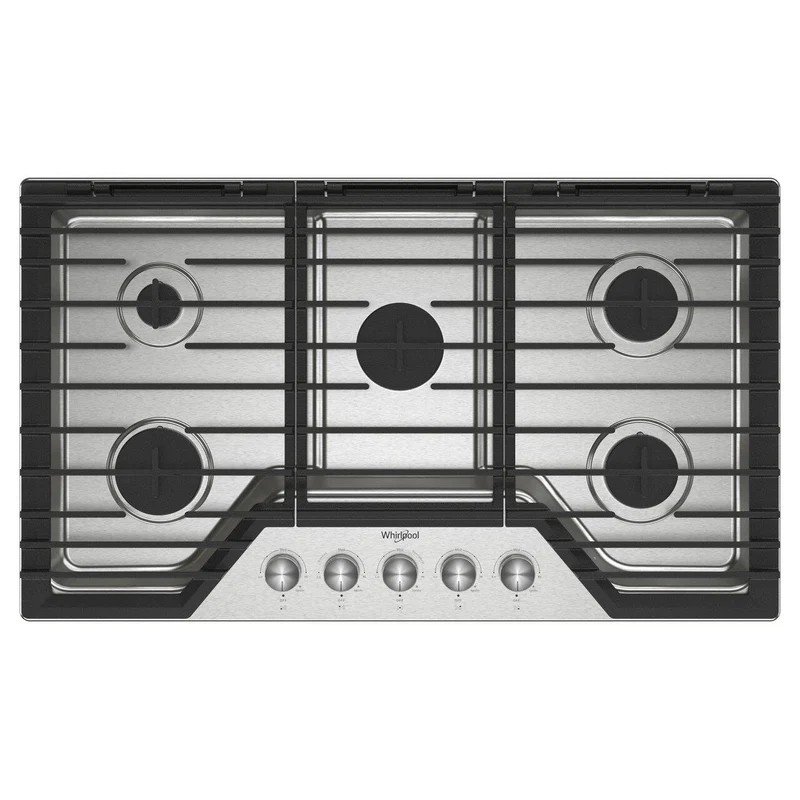 Whirlpool Table de cuisson à gaz encastrée de 36 pouces avec des grilles en fonte EZ-2-Lift™ WCGK7036PS