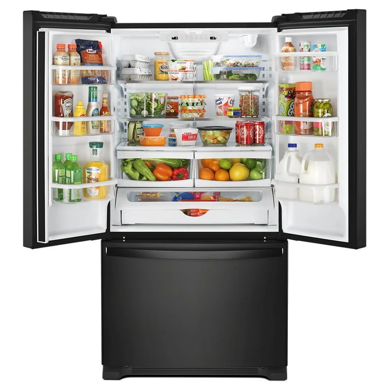 Whirlpool Réfrigérateur trois portes avec porte à deux battants amovible de 33 pouces, 22,1 pi. cu. avec machine à glaçons WRFF5333PB