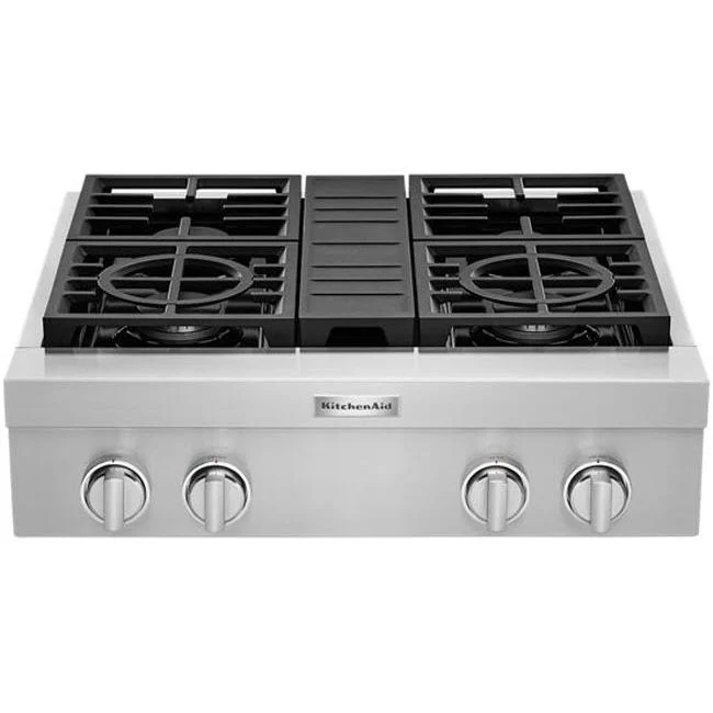 KitchenAid Dessus de cuisinière encastré à gaz de 30 po. avec brûleurs Ultra Power™ Dual-Flame KCGC500JSS