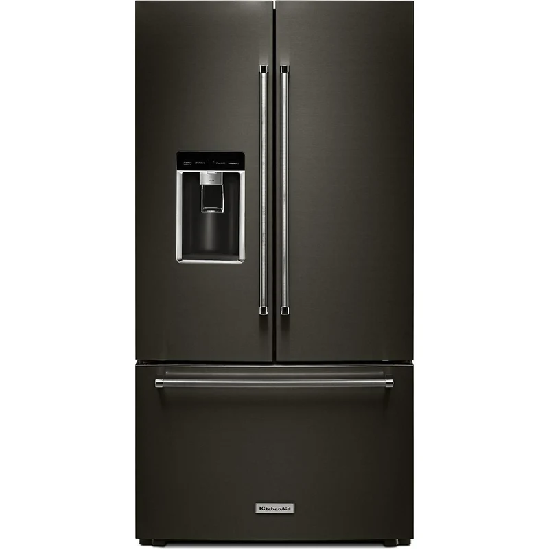 KitchenAid Réfrigérateur trois portes avec porte à deux battants à profondeur de comptoir de 36 po, 23.8 pi cu avec distributeur d'eau et de glaçons KRFC704FBS