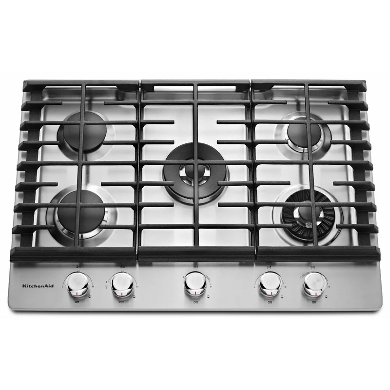 KitchenAid Table de cuisson encastrée à gaz de 30 po. avec plaque chauffante KCGS950ESS