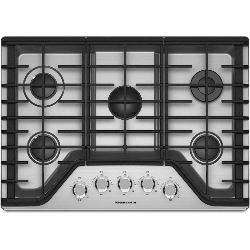 KitchenAid Table de cuisson encastrée à gaz de 30 po. avec brûleur Even-Heat™ KCGS350ESS
