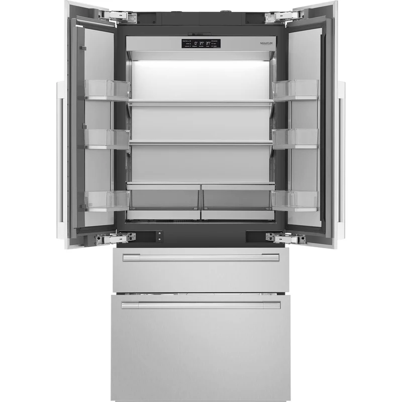 Signature Kitchen Suite Réfrigérateur quatre portes avec porte à deux battants de 36 po, 19,3 pi cu avec distributeur d'eau interne SKSFD3604P