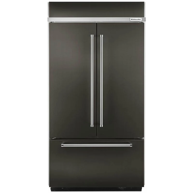 KitchenAid Réfrigérateur trois portes avec porte à deux battants intégré de 43 po., 24.2 pi.cu. avec intérieur Design Platinum KBFN502EBS