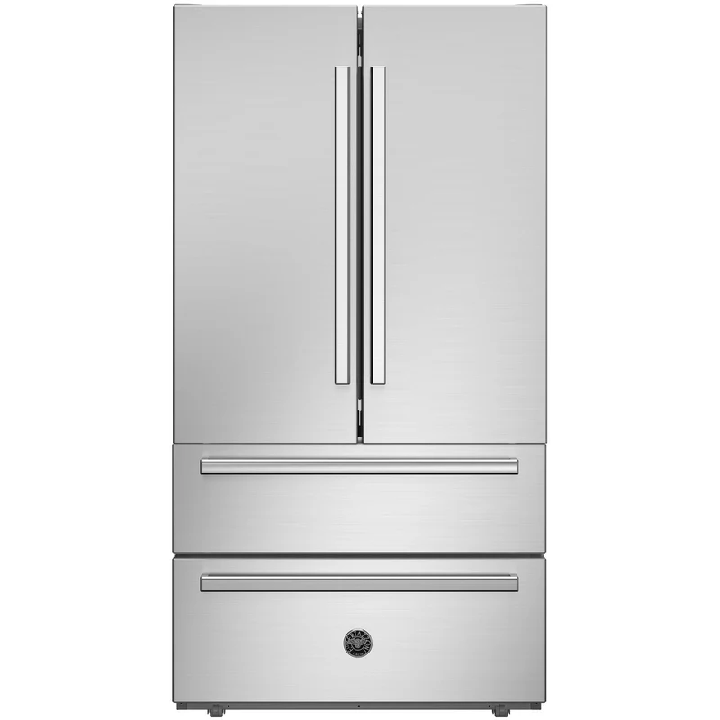 Bertazzoni Réfrigérateur amovible quatre portes avec porte à deux battants de 36 pouces, 22.5 pi.cu. avec machine à glaçons REF36FDFIXNV