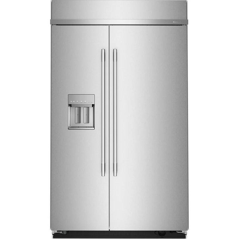 KitchenAid Réfrigérateur côte-à-côte intégré de 48 pouces, 29,4 pi. cu. avec distributeur d'eau et de glace externe KBSD748SPS