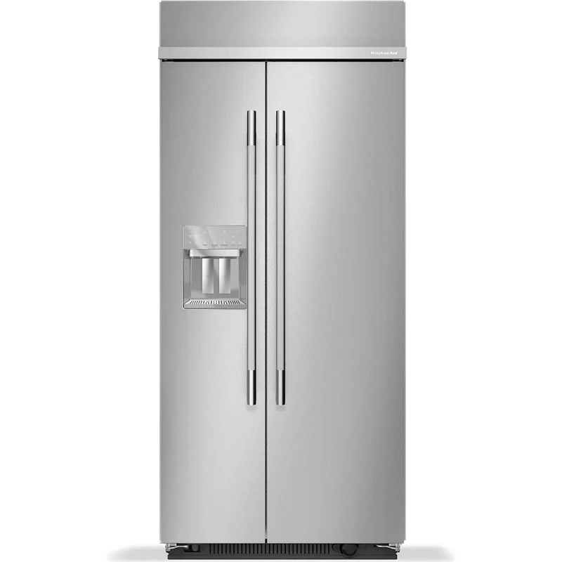 KitchenAid Réfrigérateur côte-à-côte intégré de 36 pouces, 20,8 pi. cu. avec distributeur d'eau et de glace externe KBSD736SPS