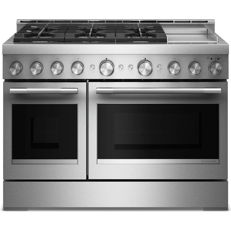KitchenAid Cuisinière autoportante à gaz de 48 pouces avec 6 brûleurs et plaque chauffante