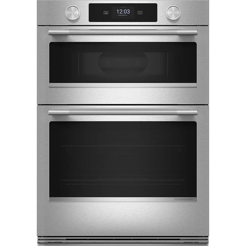 KitchenAid Four mural combiné encastré de 27 pouces avec four à micro-ondes avec technologie convection KOEC727SPS