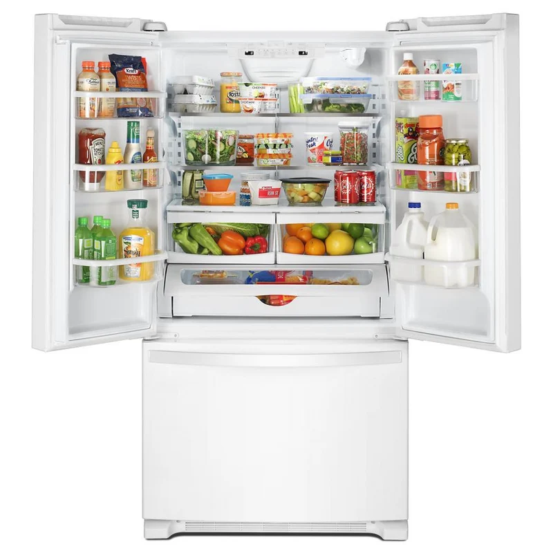 Whirlpool Réfrigérateur trois portes avec porte à deux battants amovible de 33 pouces, 22,1 pi. cu. avec machine à glaçons WRFF5333PW