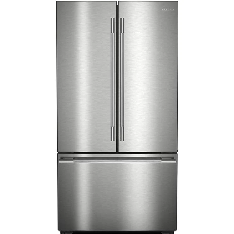 KitchenAid Réfrigérateur à portes françaises à profondeur de comptoir de 36 pouces, 24 pi. cu. avec distributeur d'eau interne et machine à glaçons KRFC236SPS