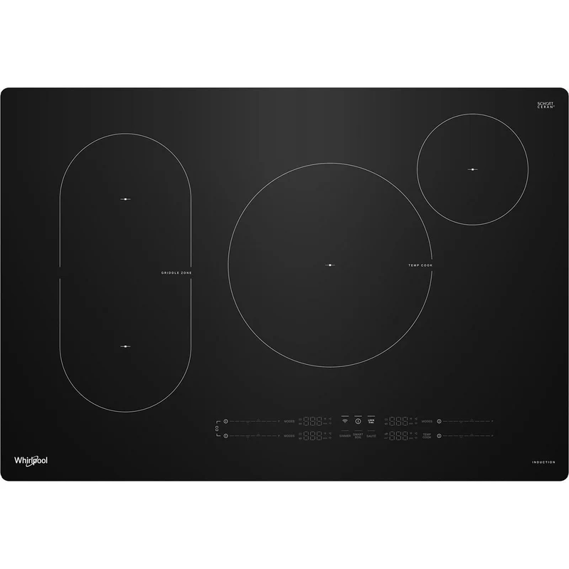 Whirlpool Table de cuisson à induction intelligente de 30 pouces avec technologie Temp Cook™ WCIT7030SB