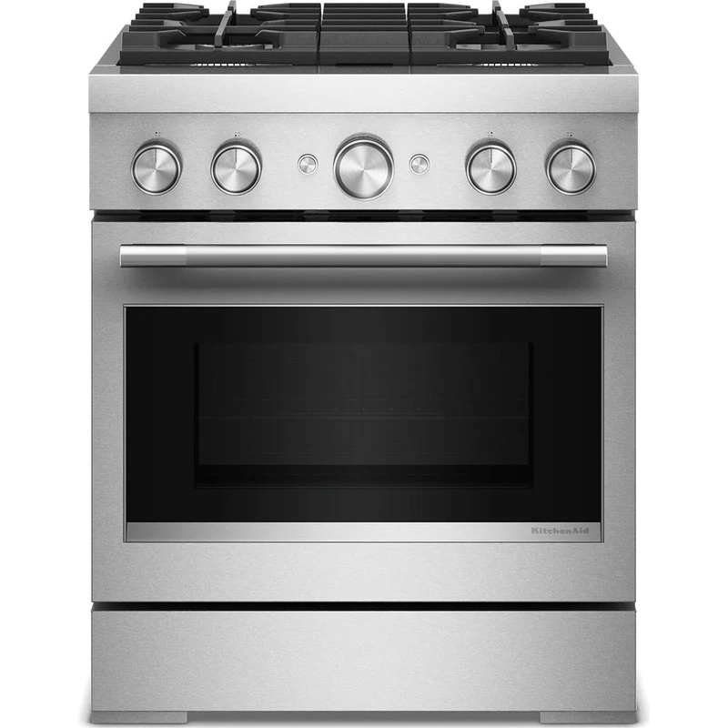 KitchenAid Cuisinière autoportante bi-énergie de style commercial de 30 pouces, 4,1 pi. cu. KFDS930SSS