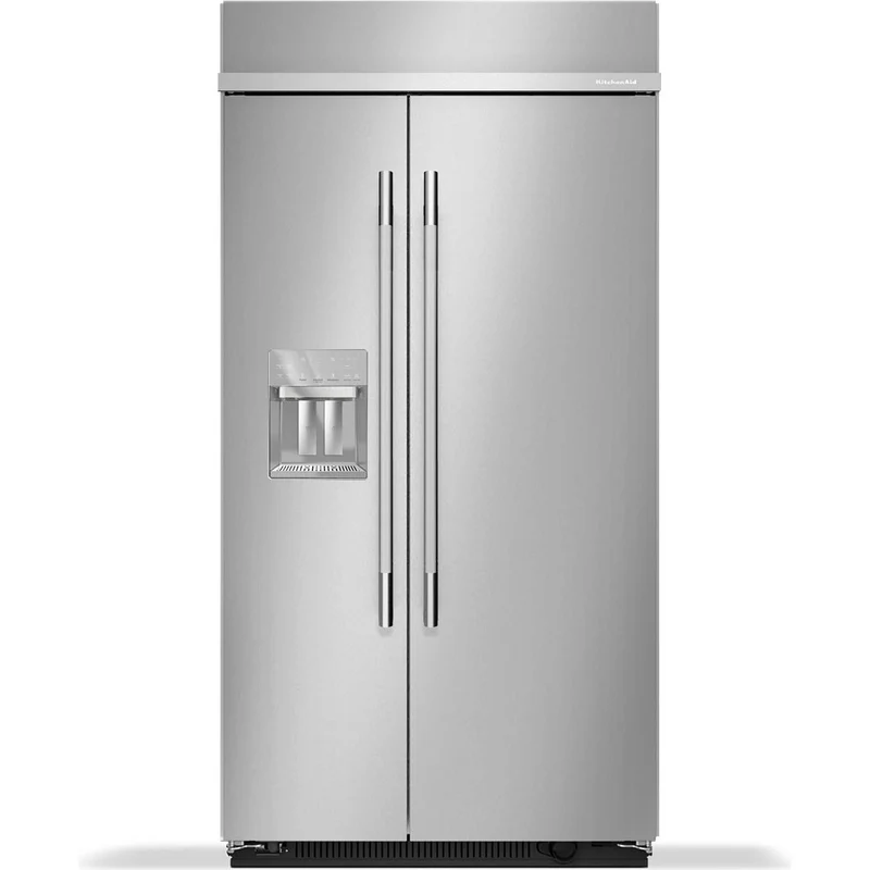 KitchenAid Réfrigérateur côte-à-côte intégré de 42 pouces, 25,1 pi. cu. avec distributeur d'eau et de glace externe KBSD742SPS