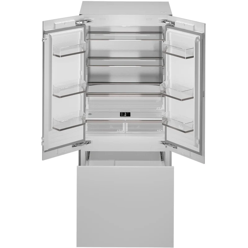 Bertazzoni Réfrigérateur encastré à trois portes avec porte à deux battants de 36 pouces avec distributeur de glaçons et distributeur d'eau interne REF36FDBZPNV/24