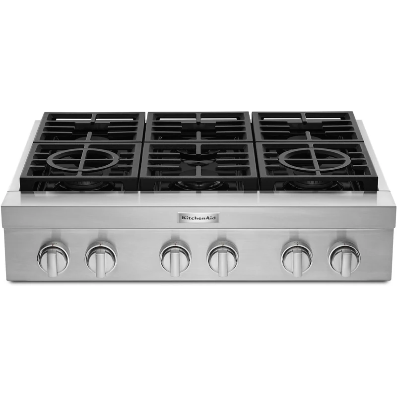 KitchenAid Dessus de cuisinière encastré à gaz de 36 po. avec brûleurs Ultra Power™ Dual-Flame KCGC506JSS