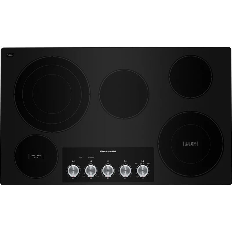 KitchenAid Table de cuisson encastrée électrique de 36 po avec élément Even-Heat™ Ultra Power™ KCES556HBL