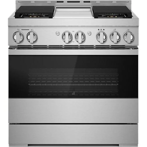 JennAir Cuisinière professionnelle à gaz Noir de 36 po avec plaque chauffante infusée de chrome JGRP536HM