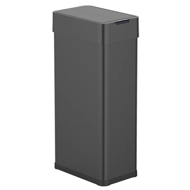 Poubelle de cuisine automatique 90L SILVERLAKE BLACK en acier Inox avec cerclage Ouverture papillon grande capacité