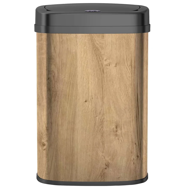 Poubelle de cuisine automatique 58L MAJESTIC WOOD design BOIS grande capacité en INOX avec cerclage