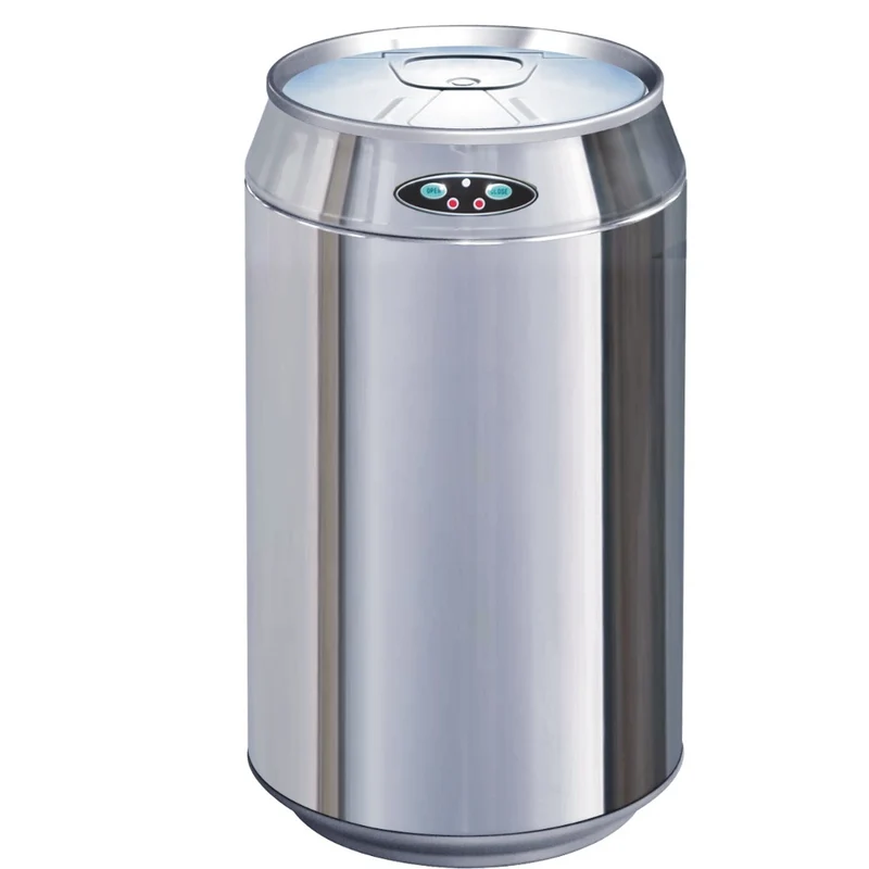 Poubelle de cuisine automatique 30L CAN en acier INOX forme canette avec cerclage