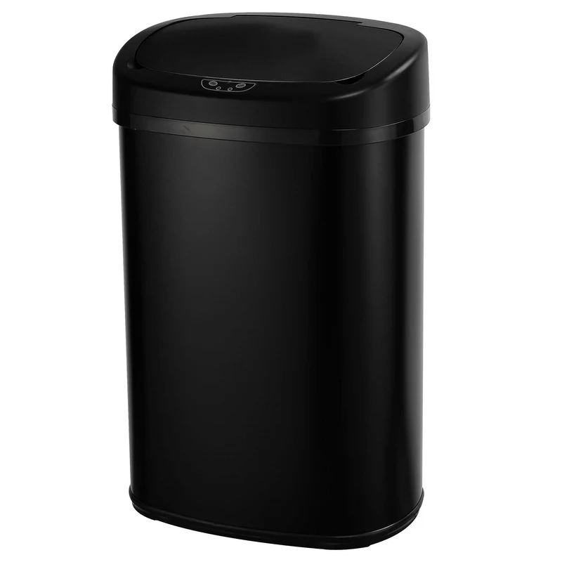 Poubelle de cuisine automatique 58L MAJESTIC grande capacité noir mat en acier INOX avec cerclage