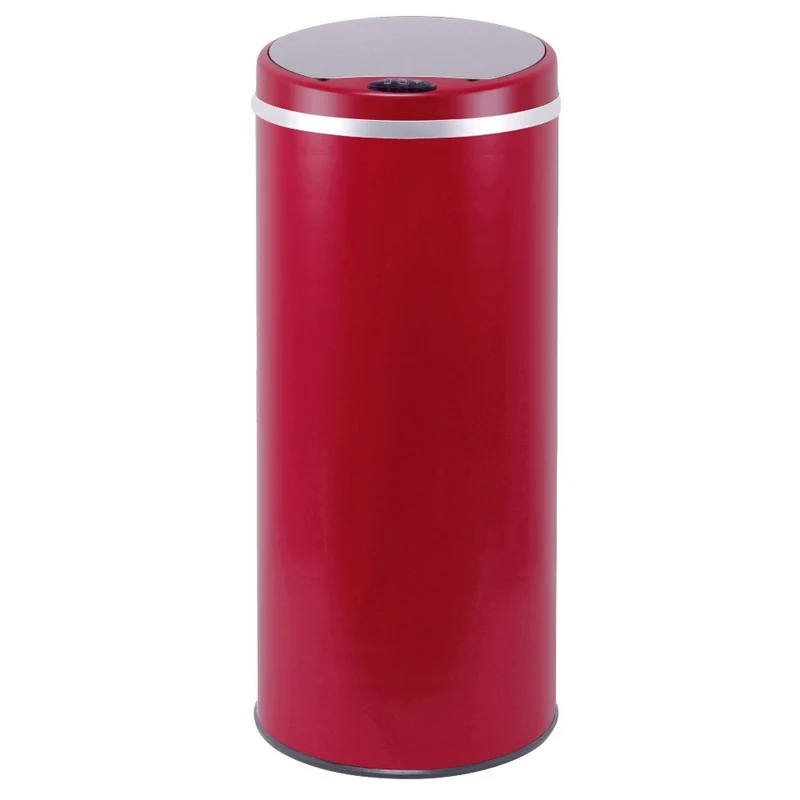 Poubelle de cuisine automatique 42L SOHO Rouge mat en acier INOX avec cerclage