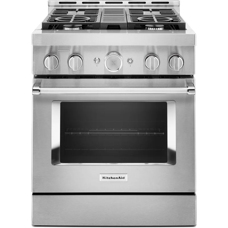 Germain Larivière Cuisinière amovible à gaz de 30 po. avec convection véritable Even-Heat™ KITCHENAID KFGC500JSS- Vente finale - Modèle de plancher - Vendu tel quel