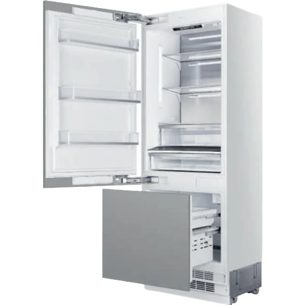 Elica Réfrigérateur à congélateur inférieur intégré de 30 pouces, 16 pi. cu. avec machine à glaçons interne - Charnière à gauche ER30SRB161PR-L
