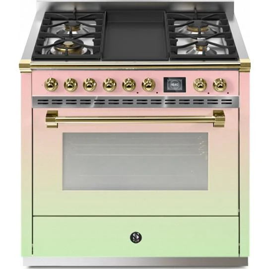 Steel Ascot cuisinière à biénergie de 36 pouces avec 4 brûleurs et plaque chauffante AQY9S-4T-RAL