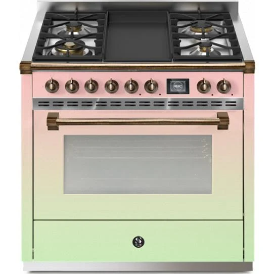 Steel Ascot cuisinière à biénergie de 36 pouces avec 4 brûleurs et plaque chauffante AQY9S-4T-XXX