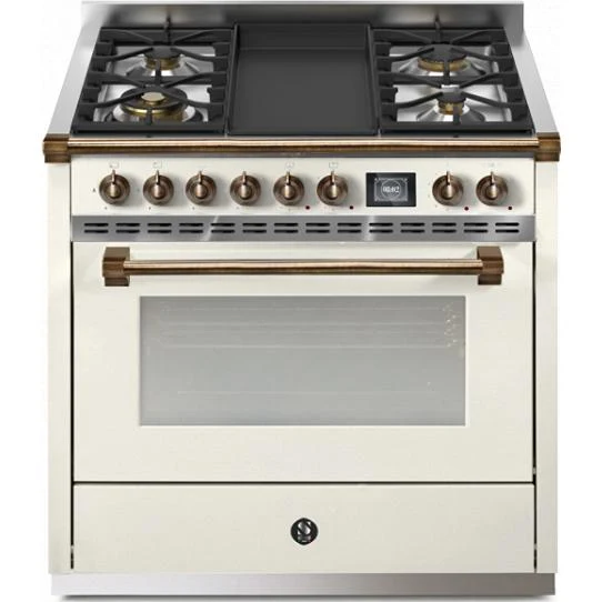Steel Ascot cuisinière à biénergie de 36 pouces avec 4 brûleurs et plaque chauffante AQY9S4T-NA-B