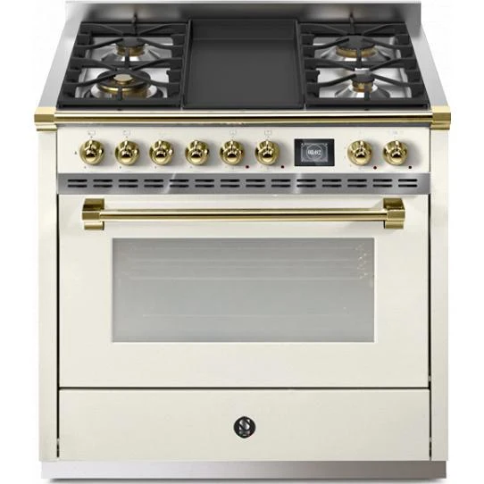Steel Ascot cuisinière à biénergie de 36 pouces avec 4 brûleurs et plaque chauffante AQY9S-4T-NA-O