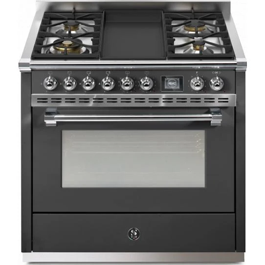 Steel Ascot cuisinière à biénergie de 36 pouces avec 4 brûleurs et plaque chauffante AQY9S-4T-AN-C