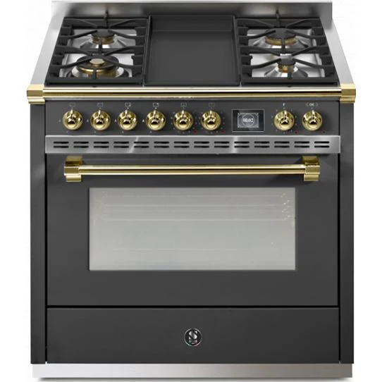 Steel Ascot cuisinière à biénergie de 36 pouces avec 4 brûleurs et plaque chauffante AQY9S-4T-AN-O