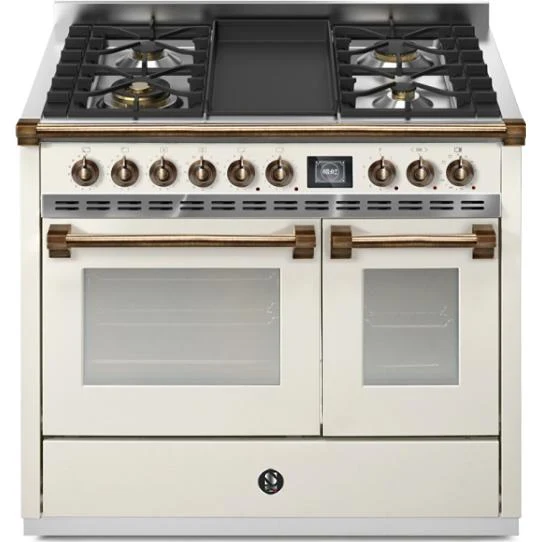 Steel Ascot cuisinière à biénergie de 40 pouces avec 4 brûleurs et plaque chauffante AQY10SF-4T-NA-B
