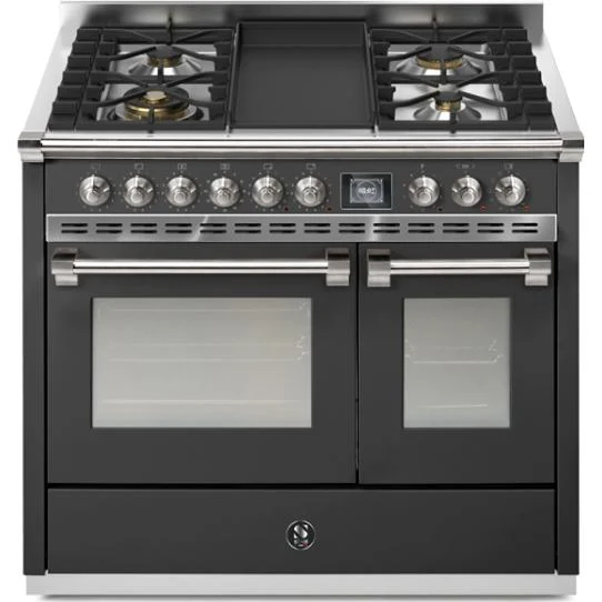 Steel Ascot cuisinière à biénergie de 40 pouces avec 4 brûleurs et plaque chauffante AQY10SF-4T-AN-N