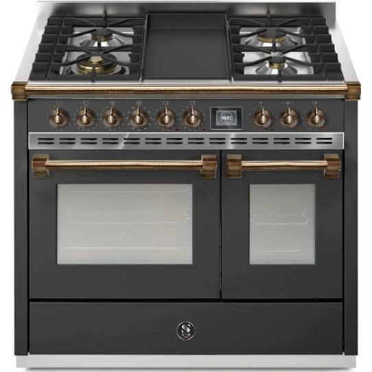 Steel Ascot cuisinière à biénergie de 40 pouces avec 4 brûleurs et plaque chauffante AQY10SF-4T-AN-B