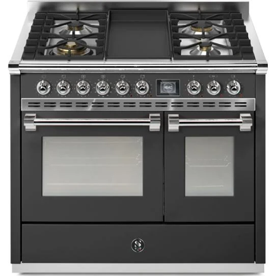 Steel Ascot cuisinière à biénergie de 40 pouces avec 4 brûleurs et plaque chauffante AQY10SF-4T-AN-C