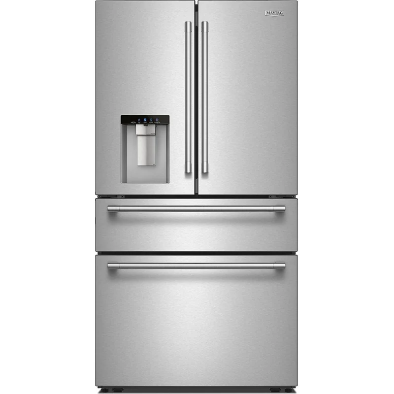 Maytag Réfrigérateur quatre portes avec porte à deux battants de 28,9 pi. cu. avec distributeur d'eau et de glaçons externe MRMF5436TZ