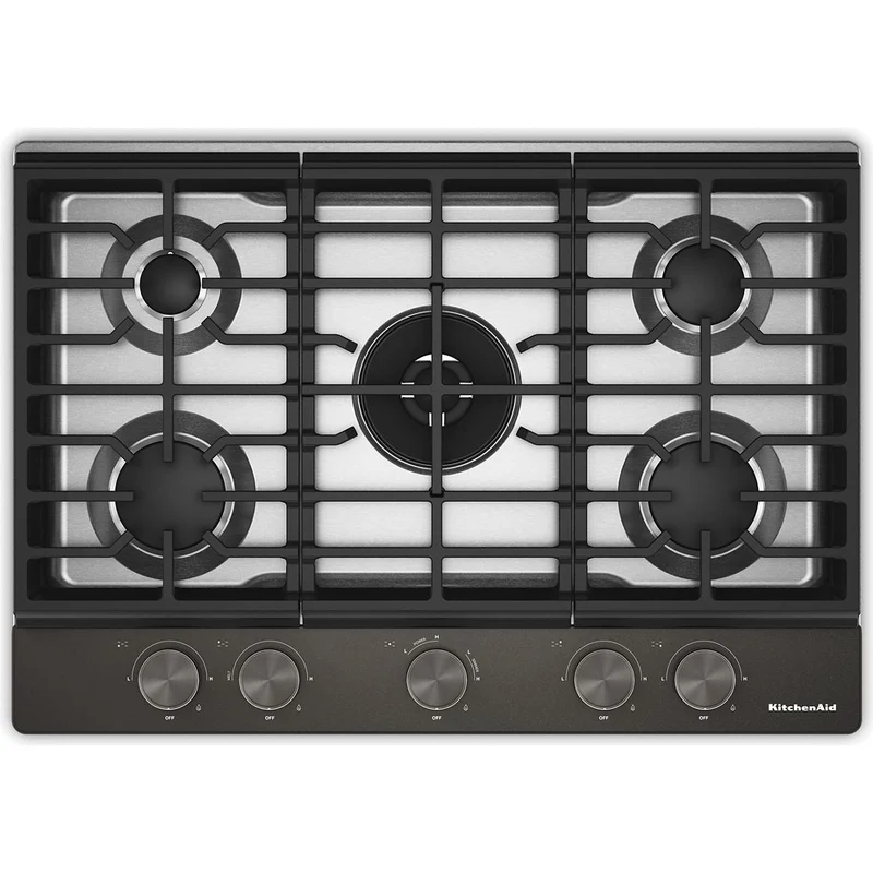 KitchenAid Table de cuisson encastrée à gaz de 30 pouces avec 5 brûleurs KCGK530SBE