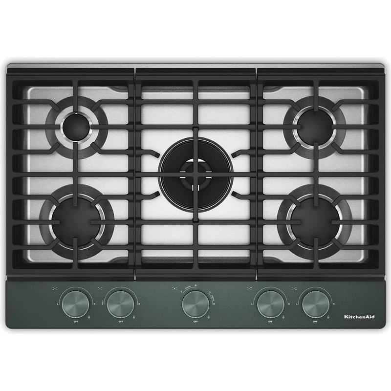 KitchenAid Table de cuisson encastrée à gaz de 30 pouces avec 5 brûleurs KCGK530SJP