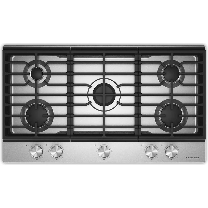 KitchenAid Table de cuisson encastrée à gaz de 36 pouces avec 5 brûleurs KCGK336SSS